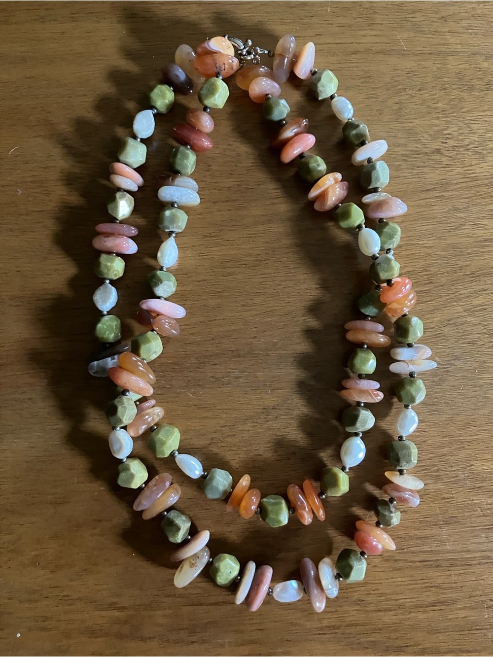 Real Gemstone and Sterling Silver Handmade Bead Necklace